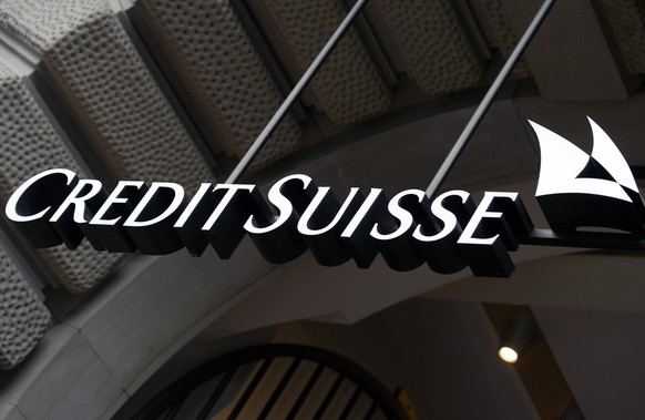 FILE - This Oct. 21, 2015, file photo shows the logo of the Swiss bank Credit Suisse, in Zurich, Switzerland. Switzerland