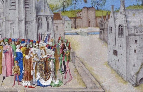 Die Hochzeit von Eduard und Isabelle. Buchmalerei, um 1475.