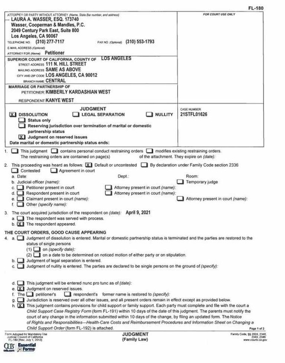 Divorce Papers Kim Kardashian Kanye West,