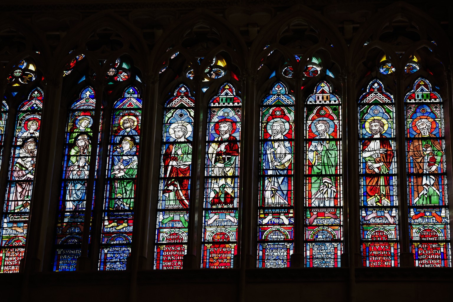 epa11747759 A view of the inside of Notre-Dame de Paris cathedral in Paris, France, 29 November 2024. French President Macron is visiting the cathedral&#039;s construction site on 29 November, to than ...