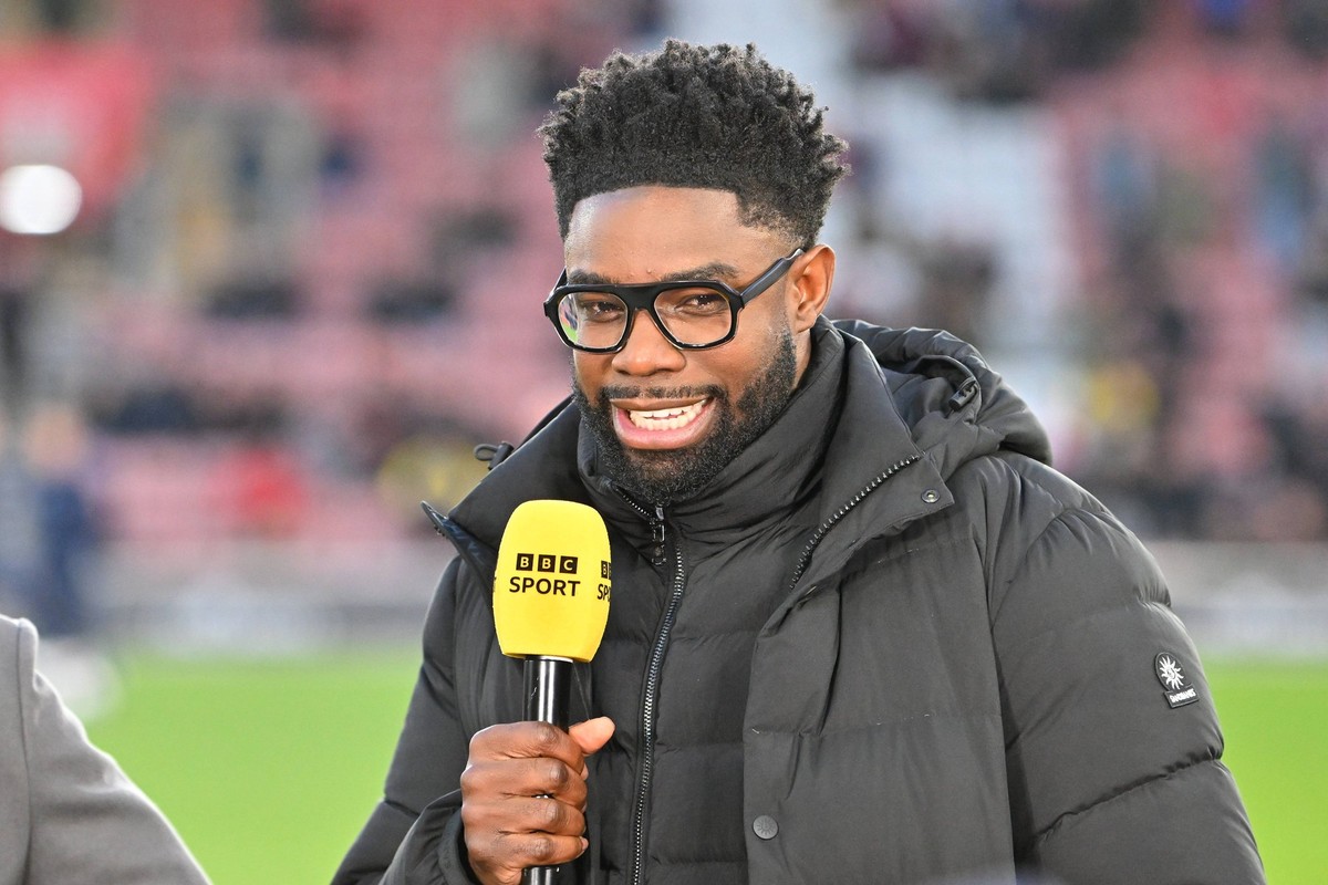 Southampton v Arsenal, FA Cup BBC commentator Micah Richards ahead of the FA Cup match between Southampton and Arsenal at the St Mary s Stadium, Southampton, UK on 4 April 2026. Southampton St Mary s  ...