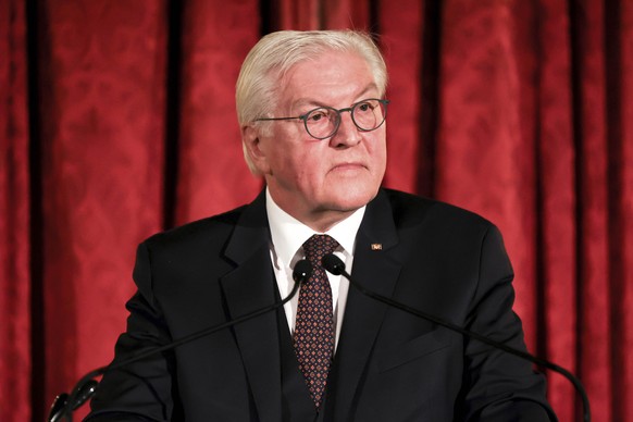 German President Frank-Walter Steinmeier speaks after receiving the 2022 Henry Kissinger Prize for his contribution to trans-Atlantic relations during a reception of the American Academy in Berlin, We ...