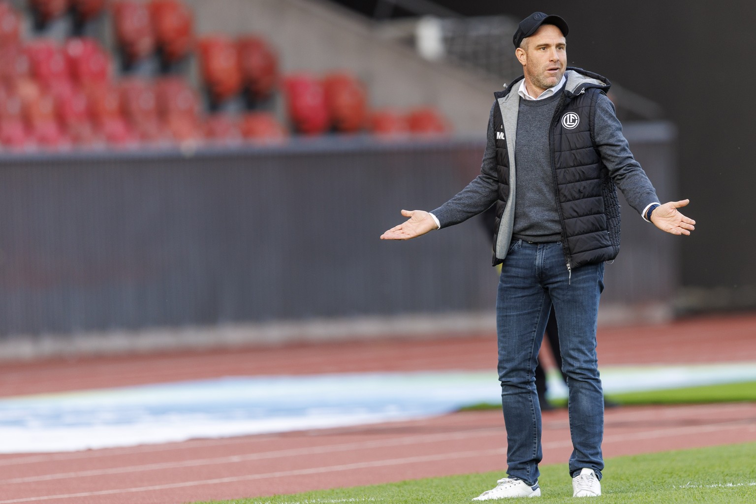 FC Lugano Cheftrainer Mattia Croci-Torti waehrend dem Fussball-Meisterschaftsspiel in der Regulaeren Saison der Super League zwischen den Teams Grasshopper Club Zuerich und FC Lugano am Sonntag, 22. O ...