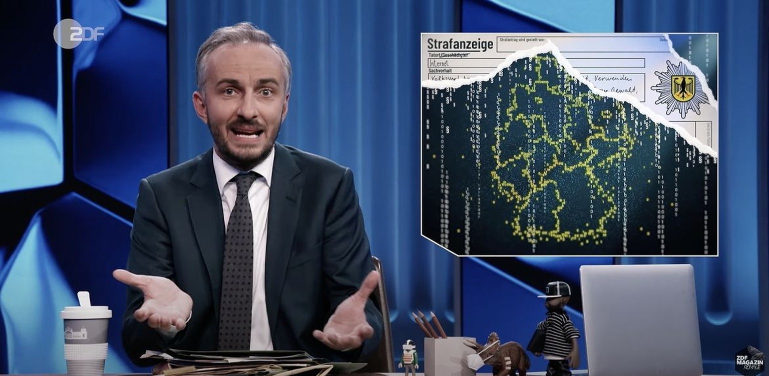 «Die Polizei sieht nix im Internet», sagt Jan Böhmermann zur Recherche.