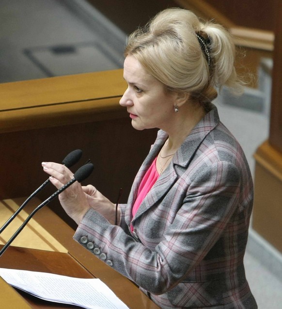 MP of the Svoboda All-Ukrainian Union faction Iryna Farion speaks at a morning sitting of the Ukrainian parliament in Kyiv, capital of Ukraine, March 28, 2014. Ukrinform. PUBLICATIONxINxGERxSUIxAUTxHU ...