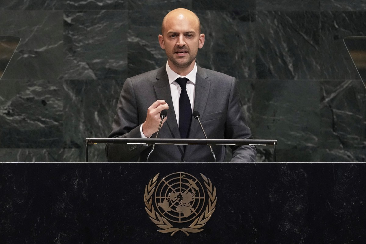 France's Foreign Minister Jean-Noel Barrot addresses the United Nations General Assembly, Monday, July 28, 2025. (AP Photo/Richard Drew)
Jean-Noel Barrot