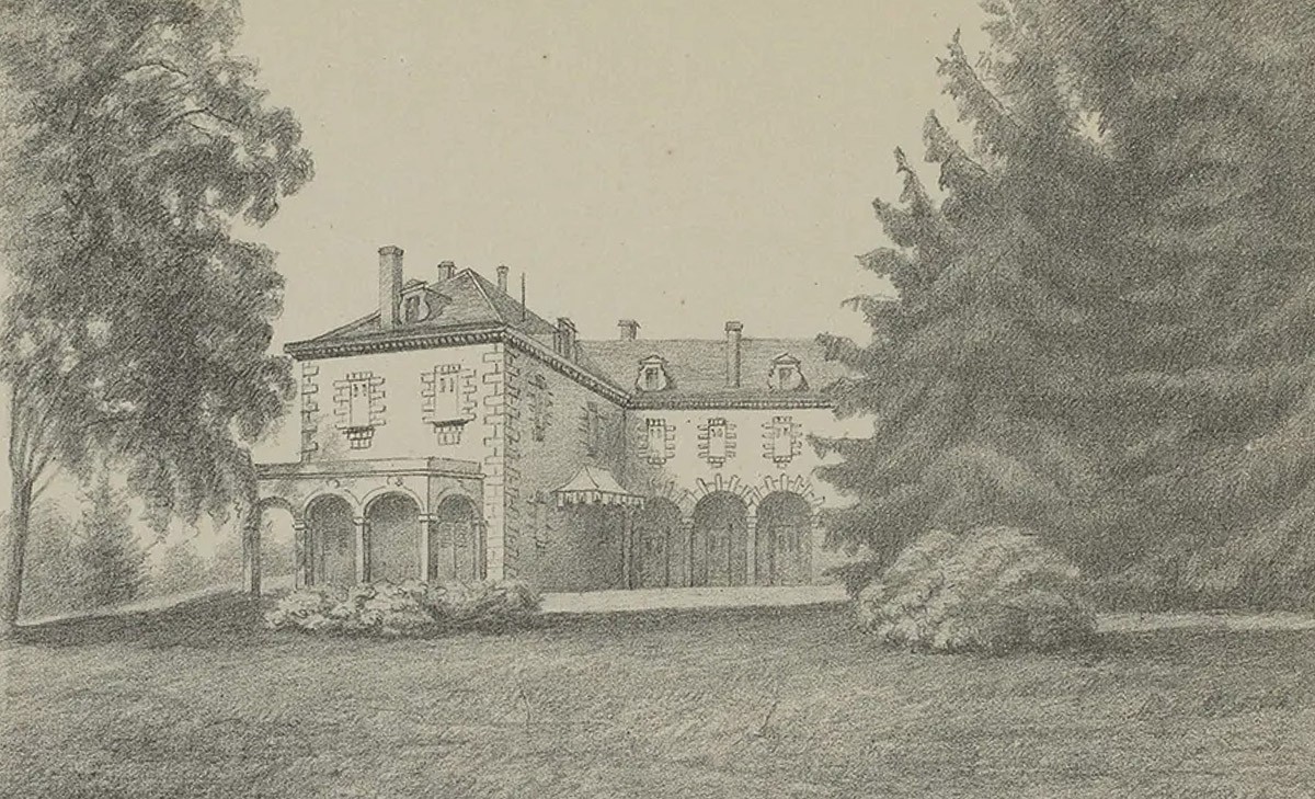 Le Château des Bois de la famille Turrettini. Lithographie de 1877.
https://www.bge-geneve.ch/iconographie/oeuvre/vg-2515-04