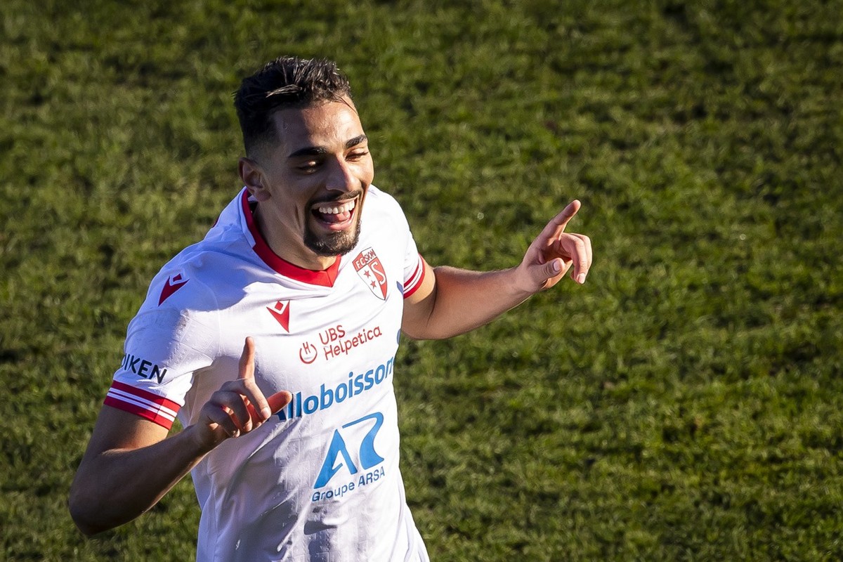 Ilyas Chouaref (SIO) jubelt nach dem 0:1 Tor im Fussball Meisterschaftsspiel der Swiss Super League zwischen FC Winterthur und dem FC Sion am Sonntag, 1. Dezember 2024 im Stadion Schuetzenwiese in Win ...