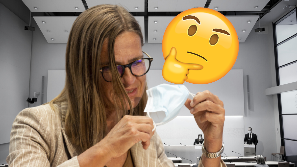 Virginie Masserey, la cheffe de la section contrôle des infections de l'OFSP, en pleine conférence de presse. Mais en quelle année?