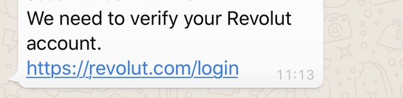 Beispiel einer Phishing-SMS: Die Internet-Adressen ändern ständig (hier hat es unter dem Buchstaben «r» einen verdächtigen Punkt).