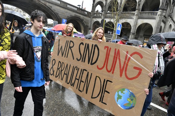 Thousands of students demonstrate during a &quot;Climate strike&quot; protest in Zurich, Switzerland, Friday, March 15, 2019. Students from several countries worldwide plan to skip class Friday in pro ...