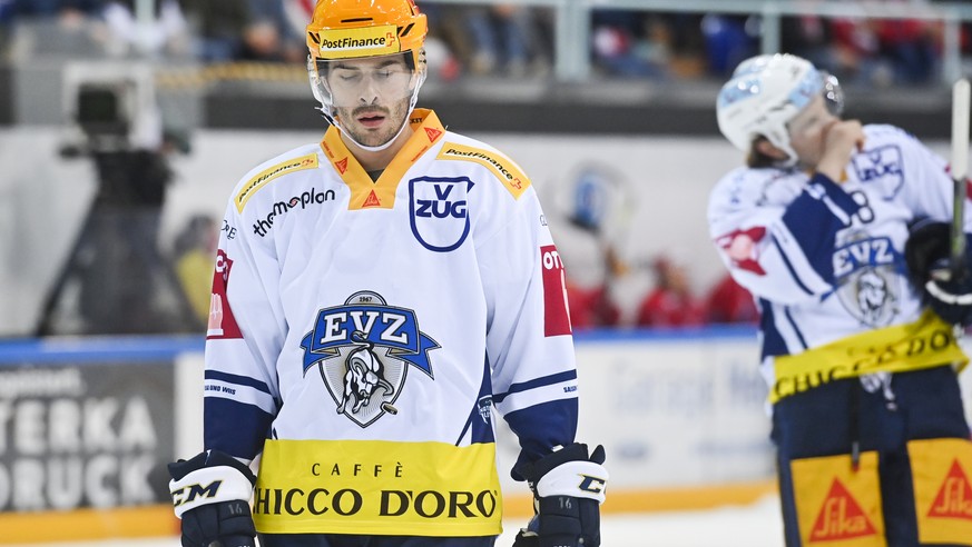 PostFinance Top Scorer Zugs Raphael Diaz im Eishockeyspiel der National League zwischen den Rapperswil-Jona Lakers und dem EV Zug, am Freitag, 2. Oktober 2020, in der St. Galler Kantonalbank Arena in  ...