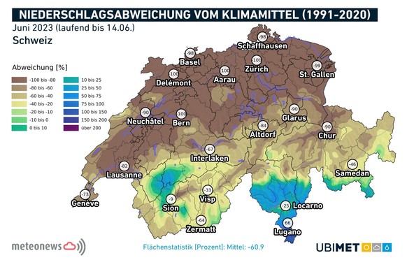 Niederschlagsabweichung vom Klimamittel