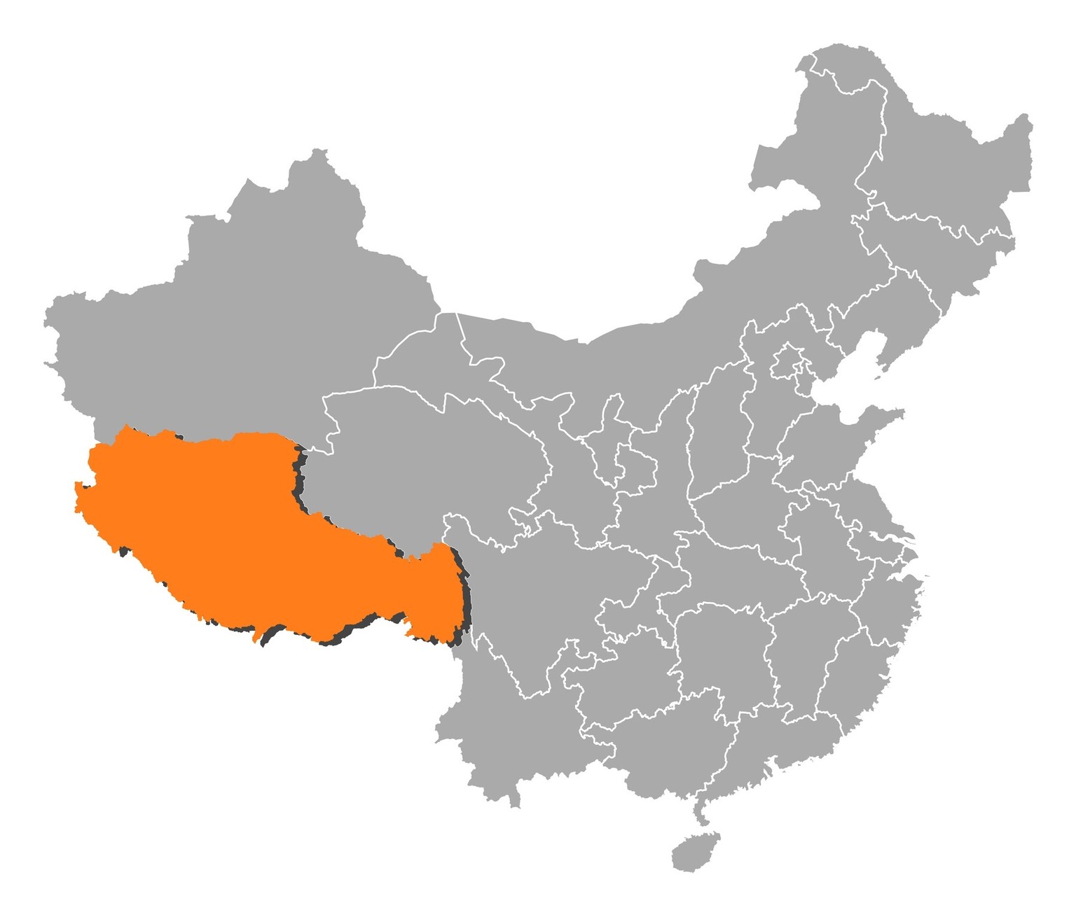 Karte: Tibet innerhalb Chinas
