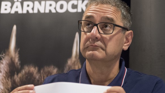 SCB CEO Marc Luethi praesentiert die Bilanz der SCB-Eishockey AG der vergangenen Meistersaison am Dienstag, 29. August 2017 in Bern. (KEYSTONE/Lukas Lehmann)