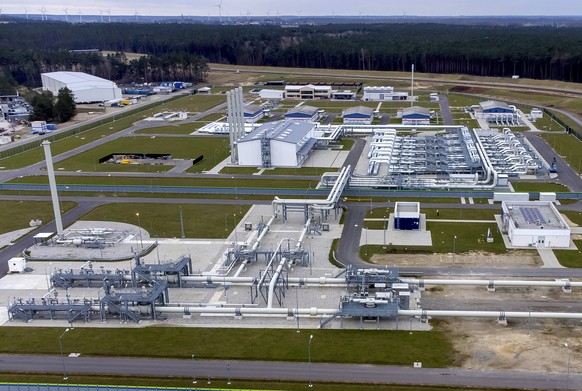 FILE - Pipes at the landfall facilities of the &#039;Nord Stream 2&#039; gas pipeline are pictured in Lubmin, northern Germany, on Feb. 15, 2022. Denmark on Monday Feb. 26, 2024 joined Sweden in closi ...