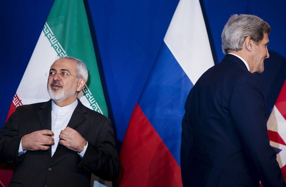Aussenminister Irans und der USA, Sarif und Kerry: Schwierige Verkaufe.
