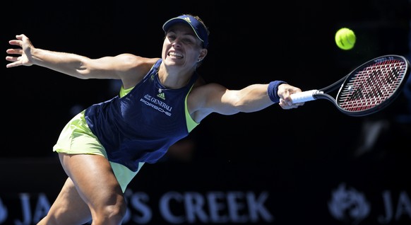 Germany&#039;s Angelique Kerber makes a forehand return to United States&#039; Madison Keys during their quarterfinal at the Australian Open tennis championships in Melbourne, Australia, Wednesday, Ja ...