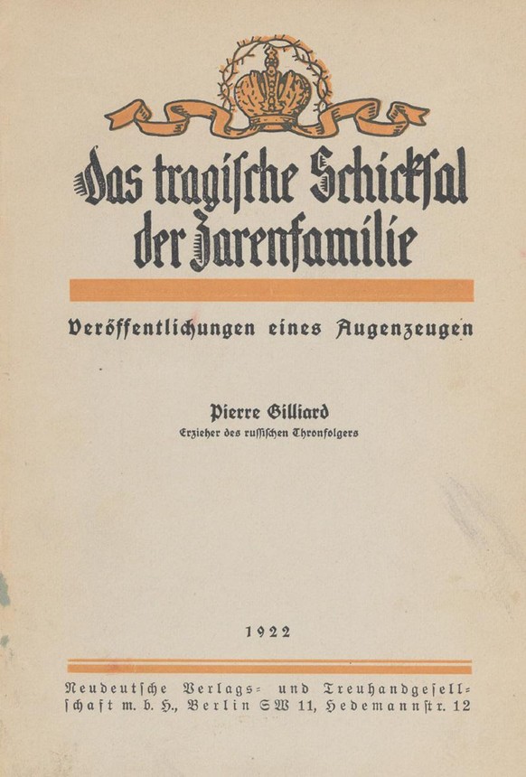 Erinnerungen von Pierre Gilliard, 1922.