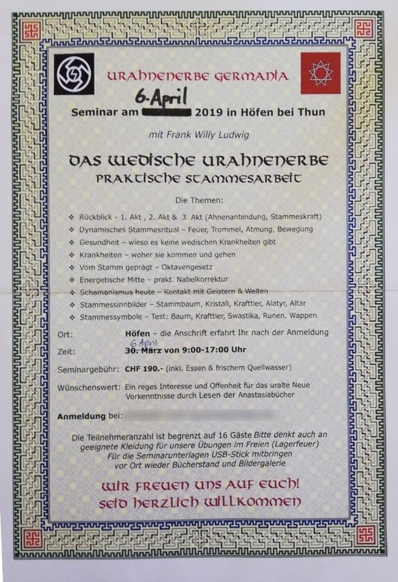 Einladung zu einem Seminar der «Urahnenerbe Germania».