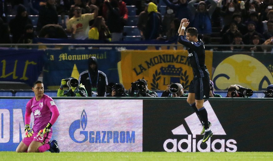 Soccer Football - Club America v Real Madrid - FIFA Club World Cup Semi Final - International Stadium Yokohama - 15/12/16 Real Madrid&#039;s Cristiano Ronaldo celebrates scoring their second goal as C ...