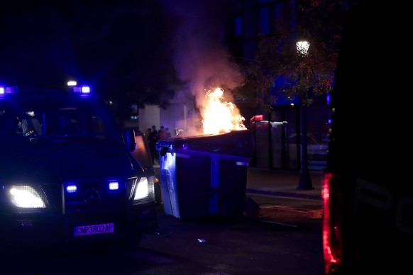 Riots In Valencia After The LaLiga Match Against UD Las Palmas. Several Valencia CF ultras confront the police by throwing objects and burning rubbish containers after losing against UD Las Palmas in  ...