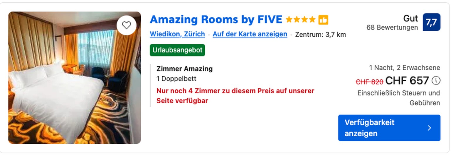 Die Preise auf Booking.com gegen anlässlich der Taylor-Swift-Konzerte in Zürich durch die Decke.