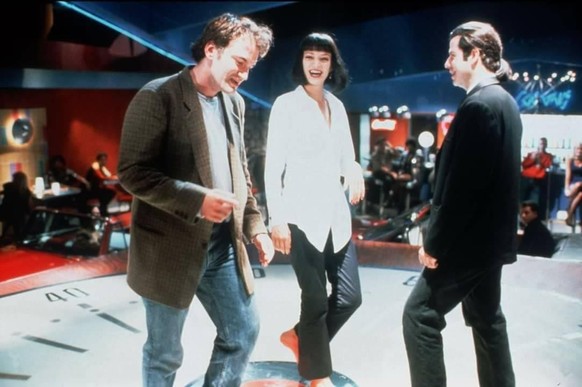 PULP FICTION, Uma Thurman, John Travolta filming the dance sequence, 1994 Miramax/Courtesy Everett Collection ACHTUNG AUFNAHMEDATUM GESCHƒTZT PUBLICATIONxINxGERxSUIxAUTxONLY Copyright: xMiramax/Courte ...