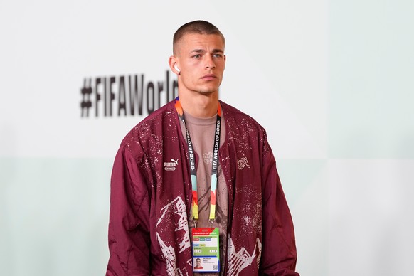 Switzerland's Miro Muheim arrives for the World Cup round of 16 soccer match between Switzerland and Colombia in Vancouver, British Columbia, Tuesday, July 7, 2026. (AP Photo/Lindsey Wasson)
Miro ...