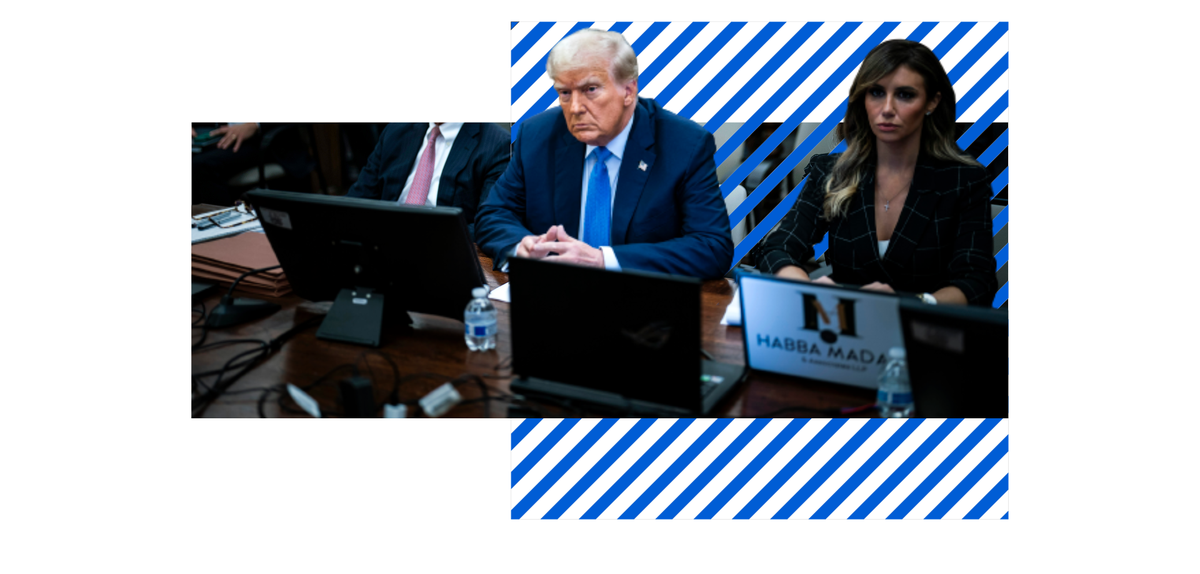 Donald Trump et son avocate Alina Habba, au palais de justice du compté de New York, lundi.