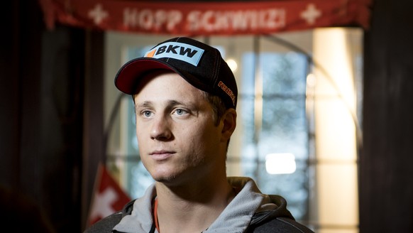 Nils Mani of Switzerland speaks to journalists during the Swiss-Ski federation press conference of the FIS Alpine Ski World Cup at the Lauberhorn, in Wengen, Switzerland, Wednesday, January 11, 2017.  ...