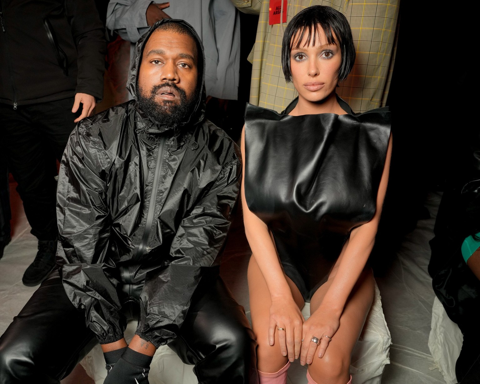 Kanye West and Bianca Censori at Marni RTW Fall 2024 as part of Milan Ready to Wear Fashion Week held on February 23, 2024 in Milan, Italy. (Photo by Swan Gallet/WWD via Getty Images)