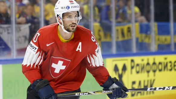 Switzerland&#039;s defender Roman Josi skates, during the IIHF 2018 World Championship preliminary round game between Switzerland and Sweden, at the Royal Arena, in Copenhagen, Denmark, Sunday, May 13 ...