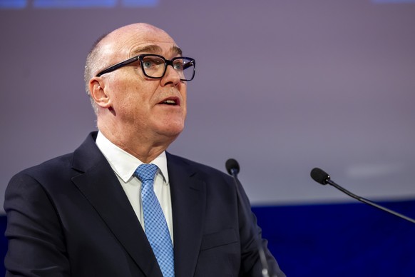 Le conseiller federal Martin Pfister s&#039;exprime lors d&#039;une conference-debate sur le theme &quot;Les nouveaux accords bilateraux avec l&#039;Union europeenne, une necessite strategique?&quot;  ...