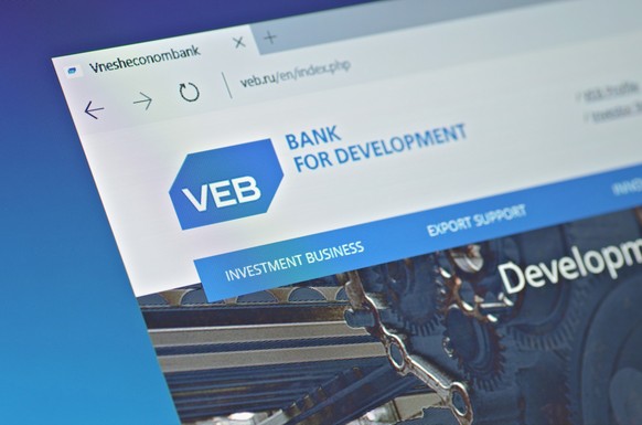 Vnesheconombank, SARANSK, RUSSIA - FEBRUARY 15, 2017: A computer screen shows details of Vnesheconombank page on its web site. Selective focus.