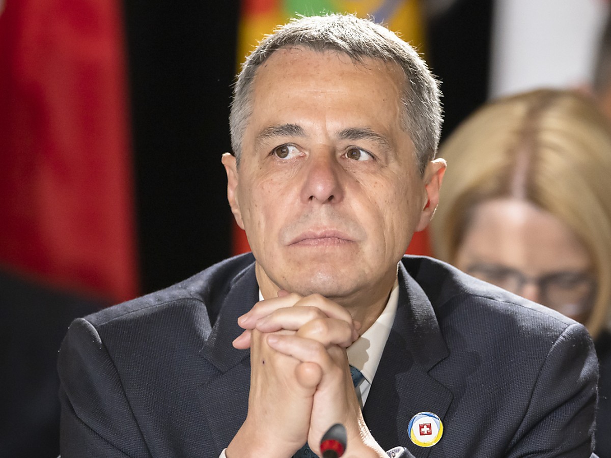 Ignazio Cassis a pris la d�cision de maintenir la conf�rence sur l'Ukraine de Lugano avec le pr�sident Zelensky au t�l�phone � la mi-avril (archives).