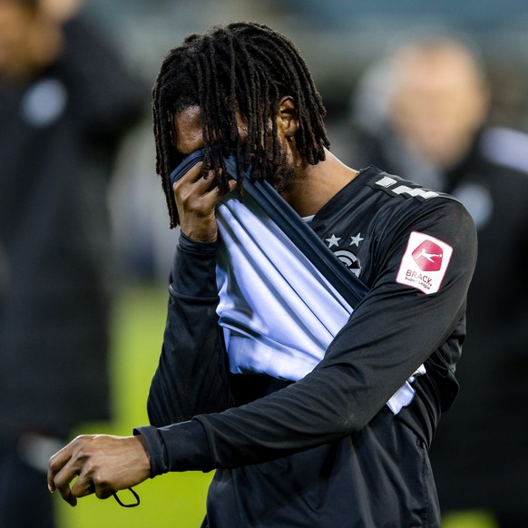 Imourane Hassane (GC) ist enttaeuscht nach dem Fussball Meisterschaftsspiel der Swiss Super League zwischen dem FC Luzern, FCL, und dem Grasshopper Club Zuerich, GC, am Sonntag, 2. November 2025 in de ...