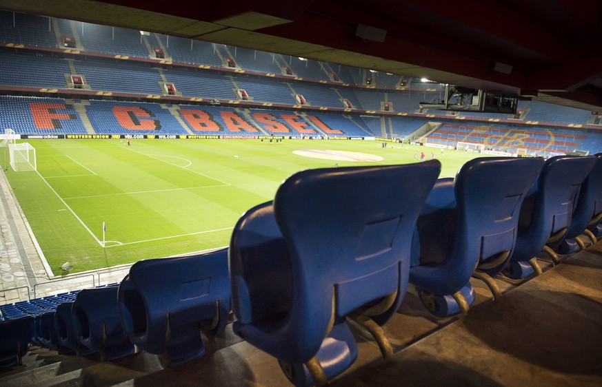 A general view of the stadium with empty chairs are pictured before the UEFA Europa League quarter final first leg soccer match between Switzerland&#039;s FC Basel 1893 and Spain&#039;s Valencia CF be ...