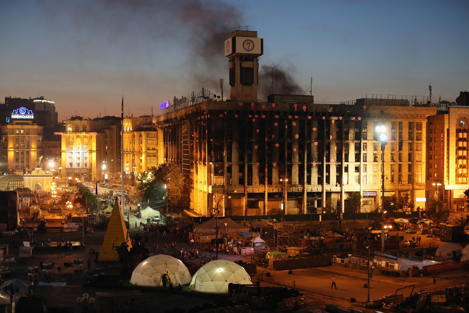 Der Maidan-Platz in Kiew wurde wieder in Beschlag genommen. Dies soll bis zu den Wahlen am Sonntag so bleiben.&nbsp;