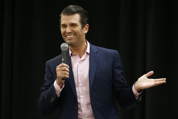 epa07067970 Donald Trump Jr. speaks to the public at a rally for Senator Ted Cruz in Conroe, Texas, USA, 03 October 2018. Ted Cruz is running against Beto O&#039;Rourke for Senate in the midterm elect ...
