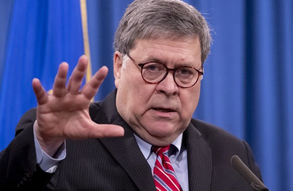 FILE - In this Dec. 21, 2020, file photo, Attorney General William Barr speaks during a news conference at the Justice Department in Washington. A federal judge has ordered the release of a legal memo ...