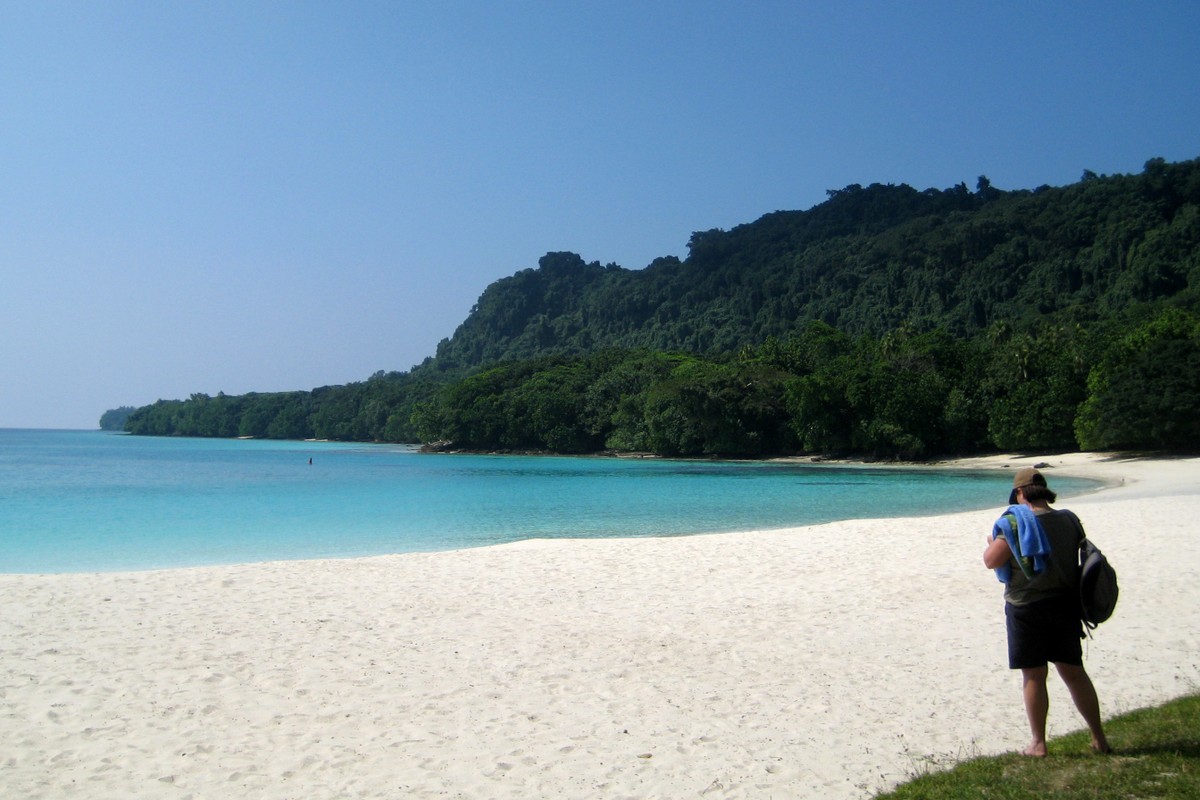 A man walks on Champagne Beach, near Luganville on Santo, Vanuatu's largest island, in 2010. (Margaret Scheikowski/AAP Image via AP)
Vanuatu Ferry Sinking