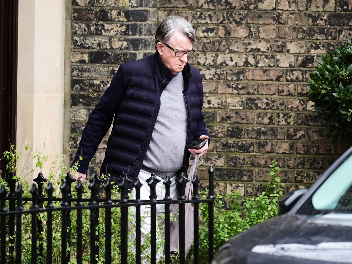 Peter Mandelson is seen outside his home in north west London, Saturday, Feb. 21, 2026. (James Manning/PA via AP)
Britain Epstein Mandelson