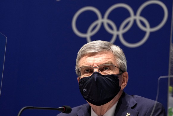 epa09356320 IOC president Thomas Bach during a press conference at the Tokyo 2020 Olympic Games in Tokyo, Japan, 21 July 2021. EPA/FRANCK ROBICHON