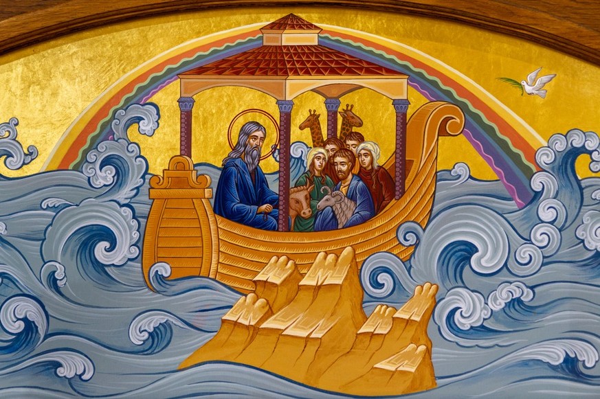 Darstellung der Arche Noah, aufgenommen in der Kirche St.Elija in Secovska Polianka, Slowakei.