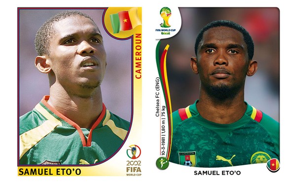 Samuel Eto'o 2002 und 2014: Damals gemäss Pass 21 Jahre alt, heute gefühlt 21¾ Jahre alt.&nbsp;