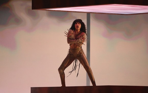 epa10615618 Loreen of Sweden performs during a rehearsal for the 67th annual Eurovision Song Contest (ESC) at the M&amp;S Bank Arena in Liverpool, Britain, 08 May 2023. Liverpool is hosting the 2023 E ...