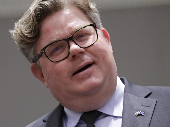 epa10354661 Swedish Justice Minister Gunnar Strommer at a meeting of the European Interior Ministers Council in Brussels, Belgium, December 8, 2022. Ministers will review the full application of…