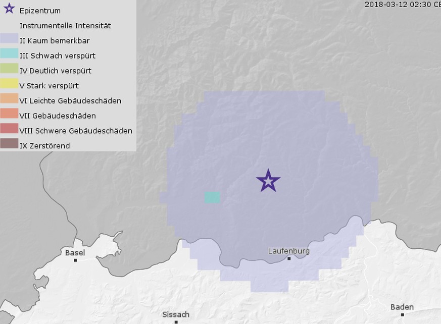 Das Epidzentrum lag nördlich von Laufenburg.&nbsp;