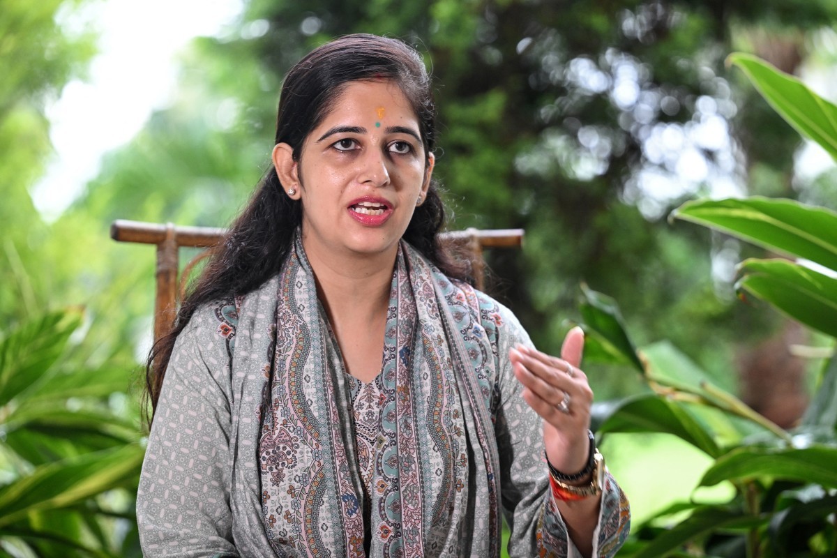 This photograph taken on August 14, 2026 shows Ritu Pant, wife of Indian merchant navy captain Ajay Pant, who remains in custody in Britain over sanctions-related offences linked to an alleged Russian ...
